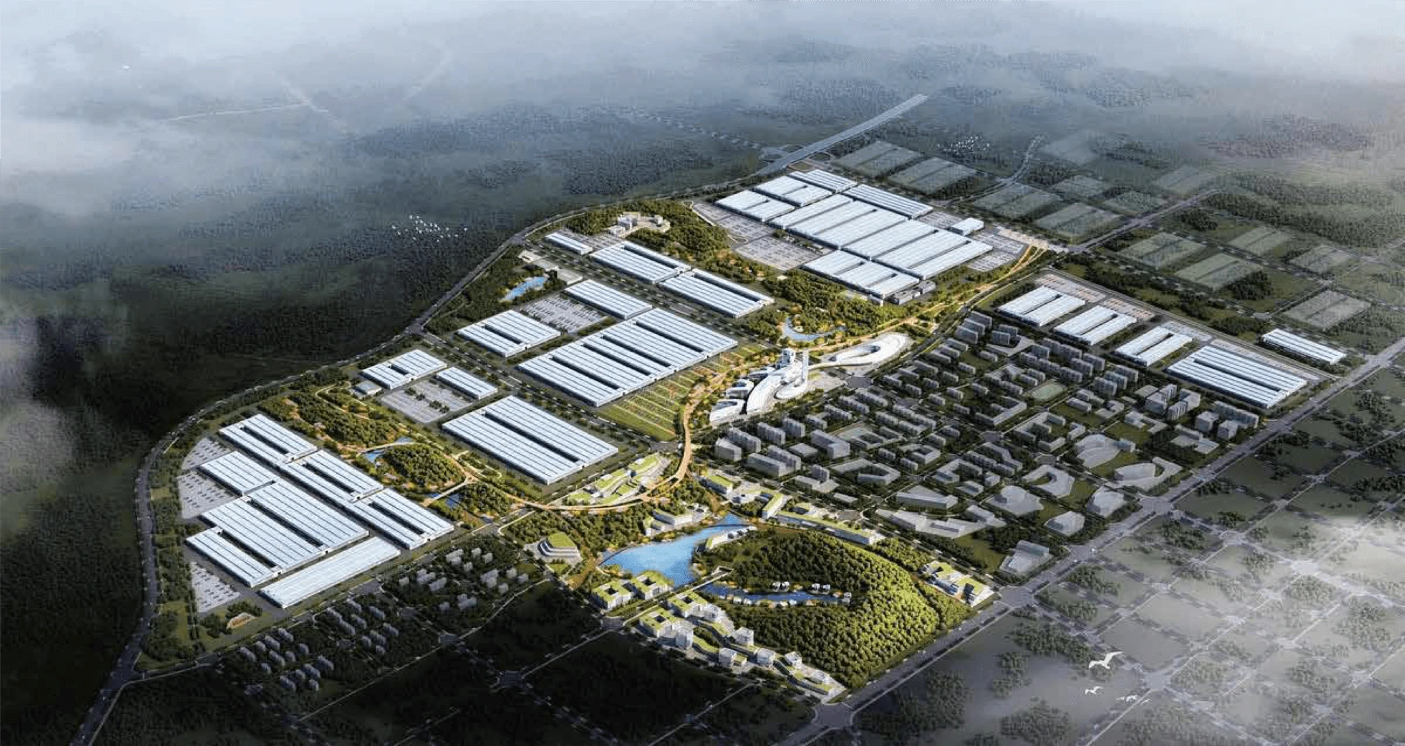 Globalny kompleks produkcyjny Zoomlion z lotu ptaka - demonstracja skali światowych operacji przemysłowych